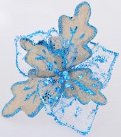 Фото Yes!Fun (Новогодько) фигурка Пуансеттия Шик-Модерн с клипом, голубая 28 см (750295)