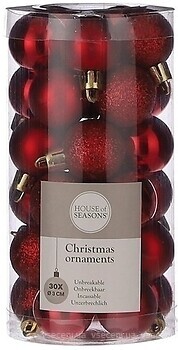 Фото House of Seasons набор шаров красный 3 см, 30 шт (8718861797428)