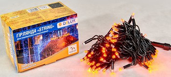 Фото Delux String 100 LED 2x5 м янтарный/черный IP44 (90015261)