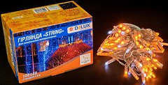 Фото Delux String 100 LED 2x5 м желтый/прозрачный IP44 (90015188)