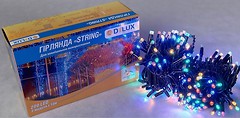 Фото Delux String 200 LED 2x 10 м черный/мультиколор IP44 EN (90016609)