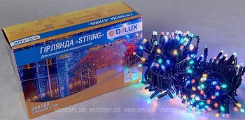 Фото Delux String 200 LED 2x 10 м черный/мультиколор IP44 EN (90016609)