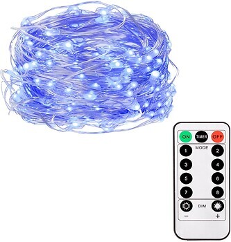 Фото Springos гирлянда линейная 100 LED 9.9 м с ПДУ синий (CL0103)