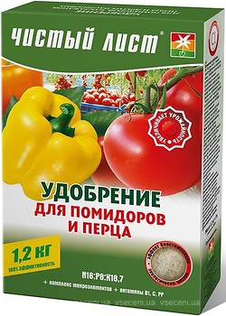 Фото Чистый Лист Удобрение кристаллическое для помидоров и перца 1.2 кг