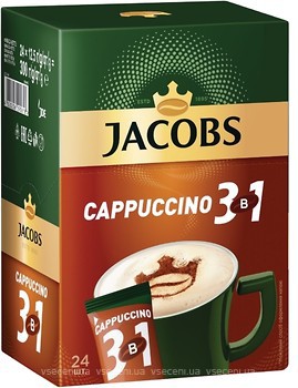 Фото Jacobs 3 в 1 Cappuccino растворимый 24 шт