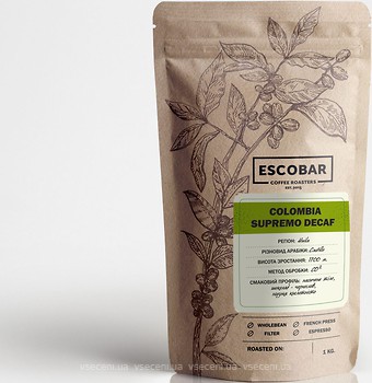 Фото Escobar Colombia Supremo Decaf в зернах 1 кг