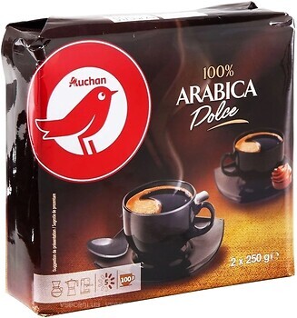 Фото Ашан 100% Arabica Dolce молотый 2x 250 г