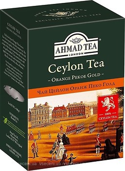 Фото Ahmad Tea Чай черный среднелистовой Цейлон Оранж Пеко Голд (картонная коробка) 200 г