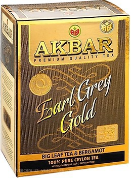 Фото Akbar Чай черный крупнолистовой Earl Grey Gold (картонная коробка) 80 г