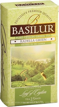 Фото Basilur Чай зеленый пакетированный Лист Цейлона Раделла (картонная коробка) 25x1.5 г 70493