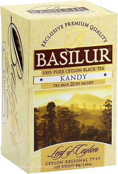 Фото Basilur Чай черный пакетированный Лист Цейлона Канди (картонная коробка) 20x2 г 70261