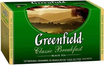 Фото Greenfield Чай черный пакетированный Classic Breakfast (картонная коробка) 25x2 г