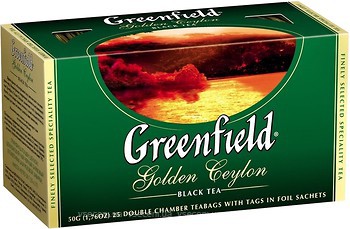 Фото Greenfield Чай черный пакетированный Golden Ceylon (картонная коробка) 25x2 г