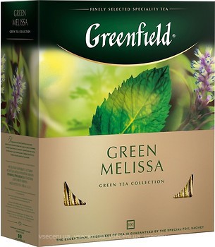 Фото Greenfield Чай зеленый пакетированный Green Melissa (картонная коробка) 100x1.5 г