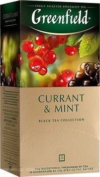 Фото Greenfield Чай черный пакетированный Currant & Mint (картонная коробка) 25x1.8 г