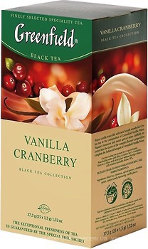 Фото Greenfield Чай черный пакетированный Vanilla Cranberry (картонная коробка) 25x1.5 г