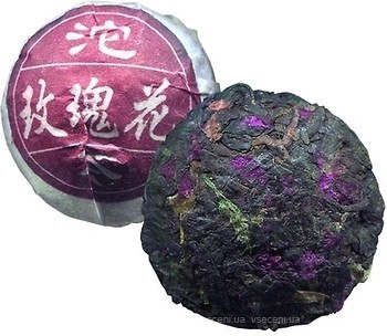 Фото Бриллиантовый Дракон Чай пуэр прессованный с розой (пакет из фольги) 100 г