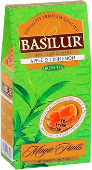 Фото Basilur Чай зеленый крупнолистовой Волшебные фрукты Яблоко и корица (картонная коробка) 100 г 71315