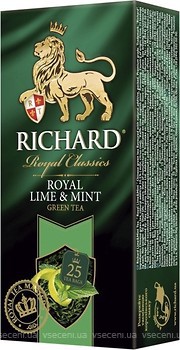 Фото Richard Чай зеленый пакетированный Royal Lime & Mint (картонная коробка) 25x2 г