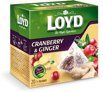 Фото Loyd Чай травяной пакетированный Cranberry & Ginger (картонная коробка) 20x2 г