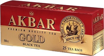 Фото Akbar Чай черный пакетированный Gold (картонная коробка) 25x2 г