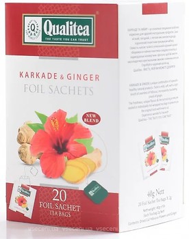 Фото Qualitea Чай каркаде пакетированный Karkade & Ginger (картонная коробка) 20x2 г
