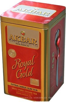 Фото Akbar Чай черный крупнолистовой Royal Gold с ложкой (жестяная банка) 250 г