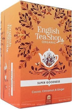 Фото English Tea Shop Чай травяной пакетированный Cocoa, Cinnamon & Ginger (картонная коробка) 20x1.75 г