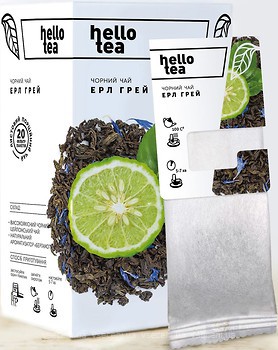 Фото Hello tea Чай черный пакетированный Эрл Грей (картонная коробка) 20x2 г