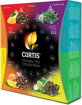 Фото Curtis Набор черного и зеленого чая пакетированный Vitamin Tea Collection (картонная коробка) 20x1.8 г