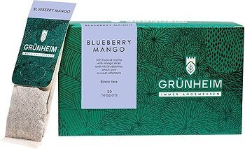 Фото Grunheim Чай черный пакетированный Blueberry Mango (картонная коробка) 20 шт