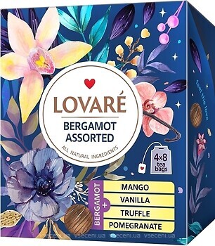 Фото Lovare Набор черного чая пакетированный Ассорти с бергамотом (картонная коробка) 32x2 г