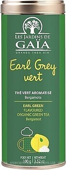 Фото Les Jardins de Gaia чай зеленый крупнолистовой Earl Grey vert с ароматом бергамота (жестяная банка) 100 г