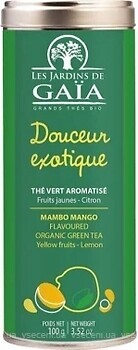 Фото Les Jardins de Gaia чай зеленый крупнолистовой Douceur exotique Mambo Mango (жестяная банка) 100 г