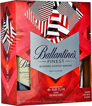 Фото Ballantine's Finest 0.7 л в подарочной коробке с 2 стаканами