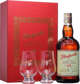 Фото Glenfarclas 15 YO 0.7 л в подарочной коробке с 2 стаканами