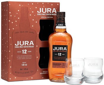 Фото Jura Single Malt 12 YO 0.7 л в подарочной коробке с 2 стаканами