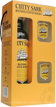 Фото Cutty Sark Blended Scotch Whisky 0.7 л в подарочной коробке с 2 стаканами