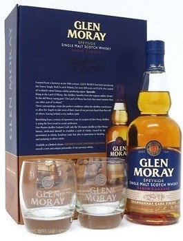 Фото Glen Moray Elgin Classic Chardonnay Cask Finish 0.7 л в подарочной коробке с 2 стаканами