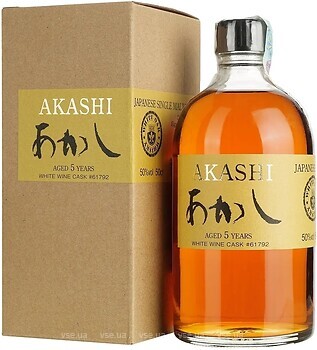 Фото Akashi Single Malt White Wine 5 YO 0.5 л в подарочной коробке