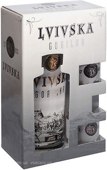 Фото Lvivska Gorilka Давня Легенда 0.7 л в подарочной коробке с 2 рюмками
