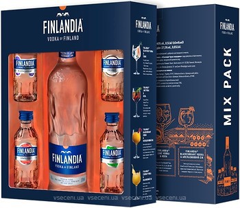 Фото Finlandia Vodka 0.5 л в подарочной коробке с 4 вкусовыми миниатюрами 4x 0.05 л