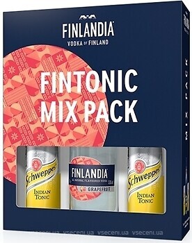 Фото Finlandia Grapefruit 0.5 л в подарочной коробке с тоником Schweppes 2x 0.25 л