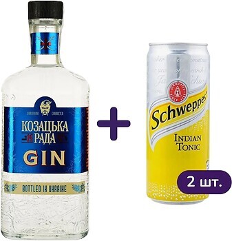 Фото Козацька Рада Gin 0.5 л + Schweppes Indian Tonic Water ж/б 2x0.33 л