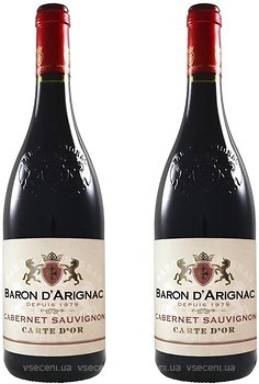 Фото Baron d'Arignac Cabernet Sauvignon IGP красное сухое 0.75 л + Cabernet Sauvignon IGP красное сухое 0.75 л