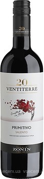 Фото Zonin 20 Ventiterre Primitivo Salento 2019 красное полусухое 0.75 л