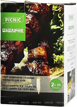 Фото Picnic Шашлычное белое полусладкое 2 л