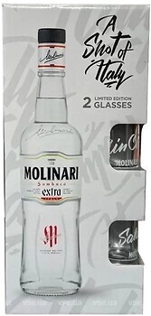 Фото Molinari Sambuca Extra 40% 0.7 л + 2 рюмки