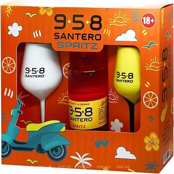 Фото Santero Aperitivo Spritz Ready To Drink 8.5% 0.75 л в подарочной упаковке + 2 бокала