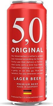 Фото 5.0 Original Lager Beer 5.4% ж/б 0.5 л